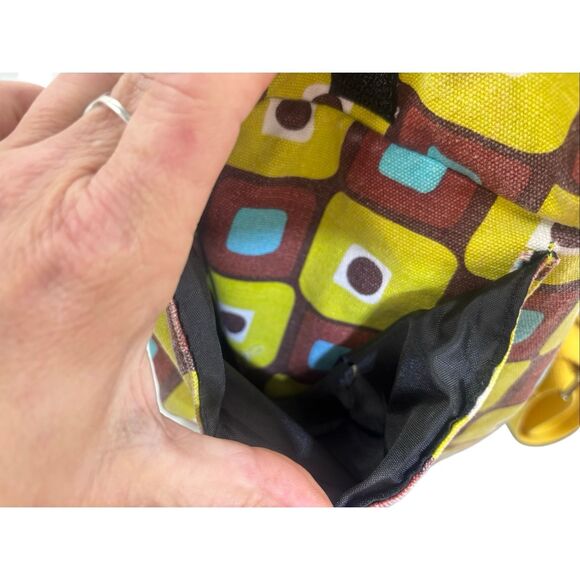 Ecototes Canvas Drawstring Bucket Backpack Geometric Print Yellow Brown - Picture 7 of 14